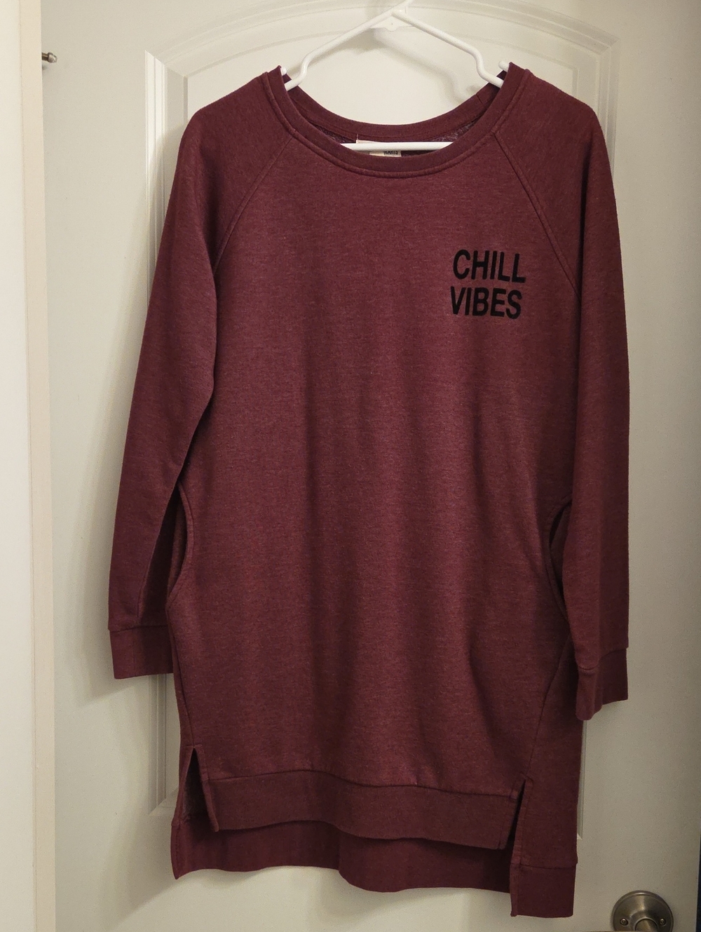 Inspired Hearts Chill Vibes Maroon Women’s Sweatshirt Dress